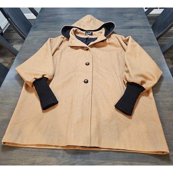 Vintage Lady Suzette Wool Over Coat Women's XL Oversized Styled In USA Hooded - Picture 1 of 11